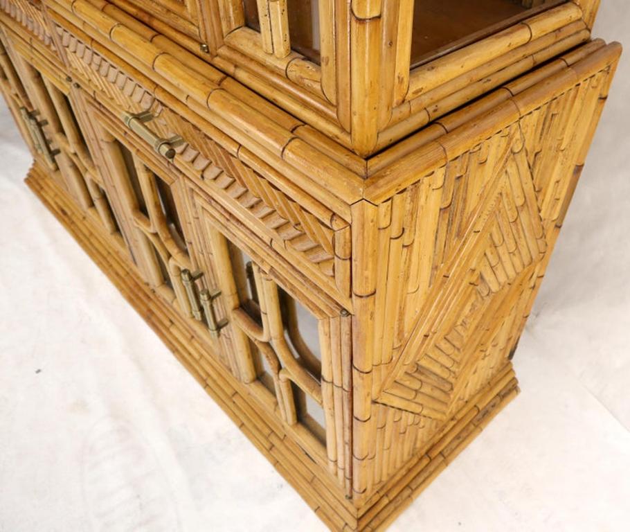 Oriental Asian Style Bamboo Rattan Hutch Buffet Display Cabinet Curio Sideboard