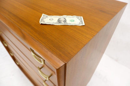 Restored Six Drawers Paul Frankl American Walnut Solid Brass Buckle Shaped Pulls
