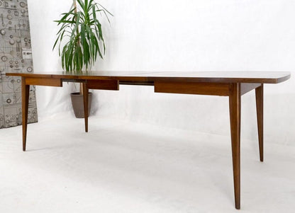 American Walnut Danish Modern Style Boat Shape Dining Table w/ 3 Leaves Mint