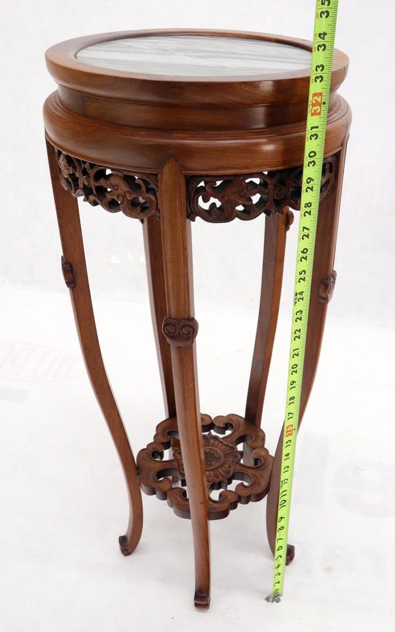 Chinese Carved Rosewood Marble Top Stand