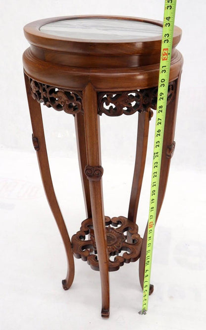 Chinese Carved Rosewood Marble Top Stand