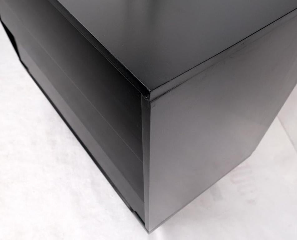Black Lacquer 3 Louver Drawers Dresser on a "Base" 2 Pieces Cabinet Credenza
