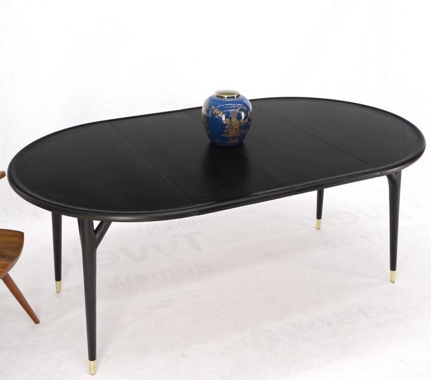 Round Mid Century Ebonized Oak Dining Table w/ Two Leafs Jack Van der Molen MINT