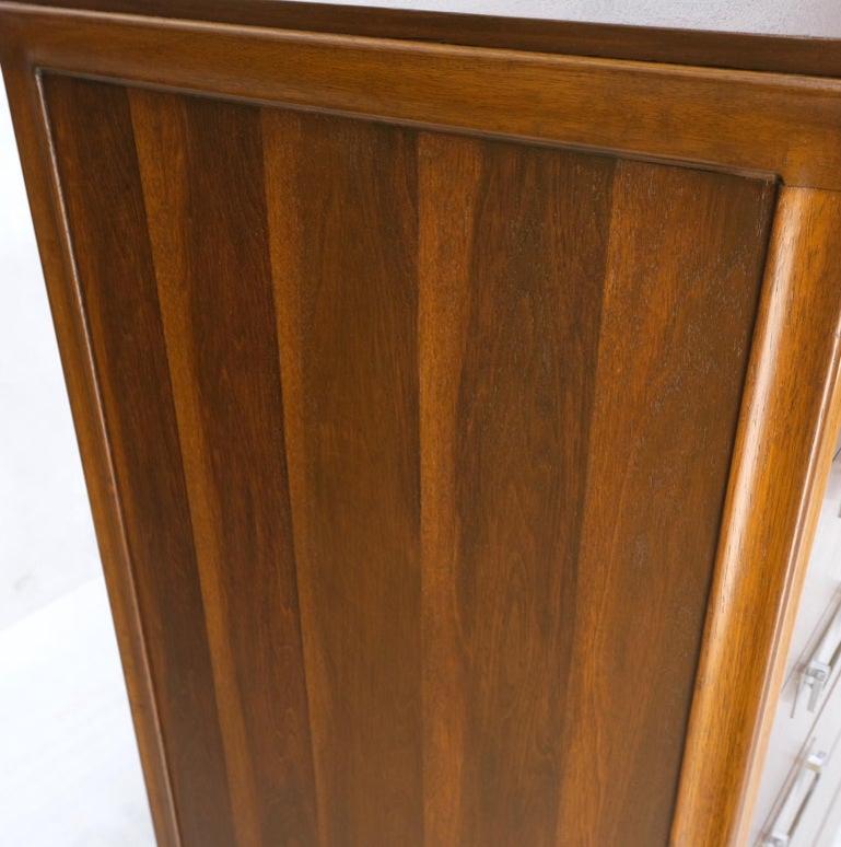 6 Drawers Drop Pulls Walnut Mid Century Modern High Chest Dresser Tall Legs MINT