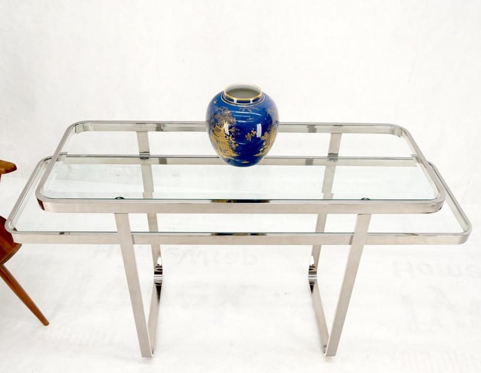 Chrome & Glass Mid-Century Modern Two Tier Console Sofa Table Mint