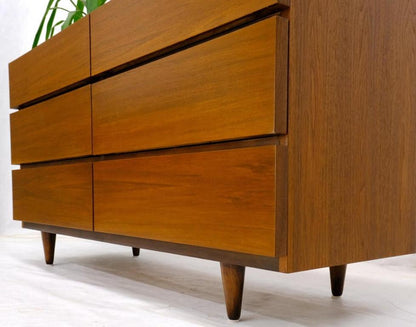 American Walnut Block Front 6 Drawers Long Dresser Credenza Restored Mint