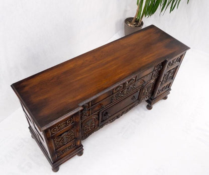 Jacobean Fine Carved Oak Sideboard Credenza Buffet Cabinet Mint