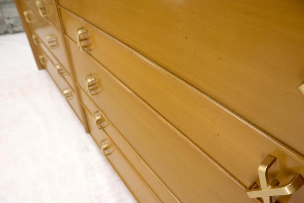Paul Frankl for Johnson Furniture 10 Drawer Double Dresser Solid Brass X Pulls