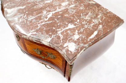 Bombe French Marble-Top Bronze Ormolu Louis XV Style 3 Drawers Dresser Commode
