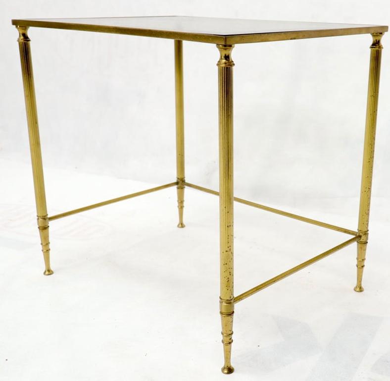 Set of 3 Brass Mirrored Border Glass Tops Nesting Stacking Tables