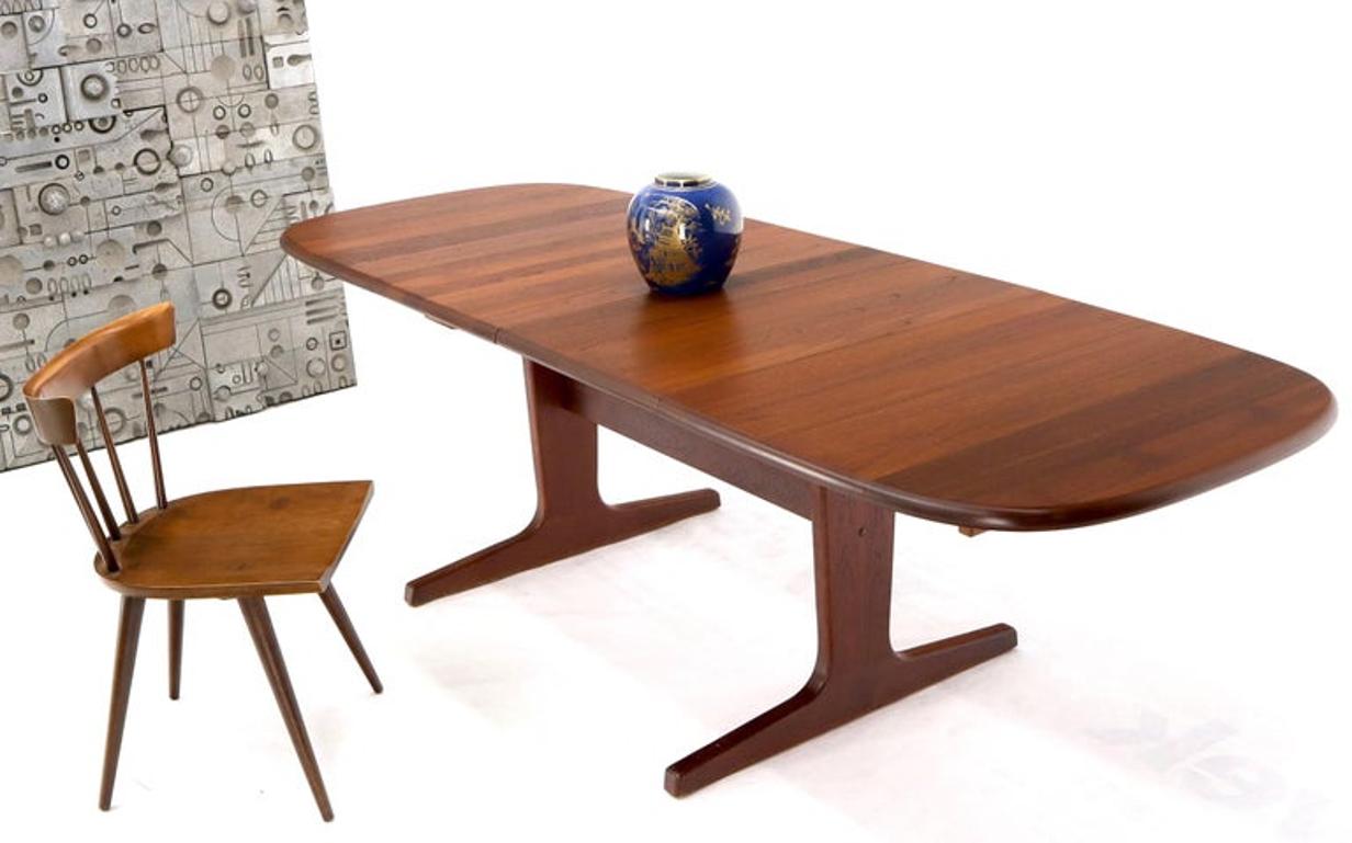 Compact Solid Teak Danish Mid-Century Modern Dining Table with Two Leaves