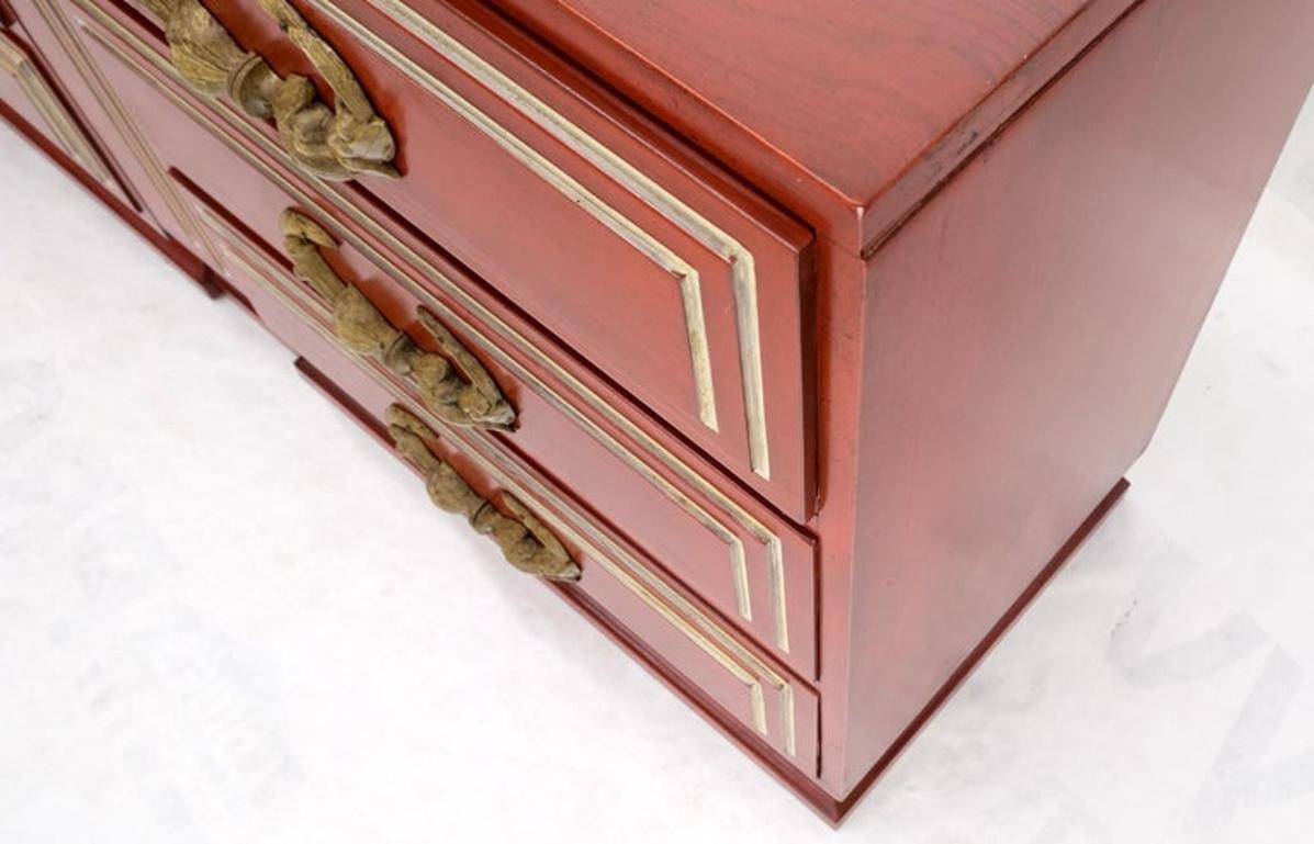 Directoire Style Blood Tomato Red Lacquer Super Heavy Solid Brass Pulls Dresser