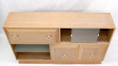 Cerused White Wash Oak Drop Front Secretary Desk Bookcase Credenza