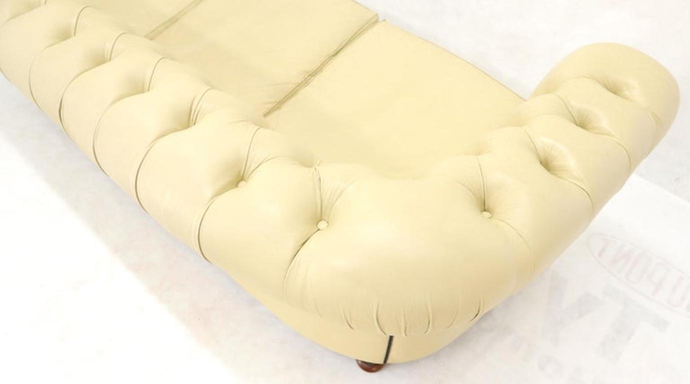 Cream Tufted Leather Chesterfield Sofa