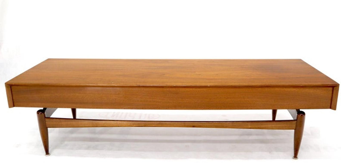 Glenn of California Atr. Walnut Three Drawers Coffee Table on Sculpted Legs