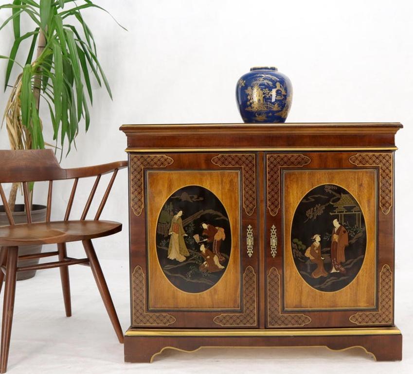 Painted Chinoiserie Two Doors Server Cabinet by Drexel