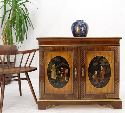 Painted Chinoiserie Two Doors Server Cabinet by Drexel
