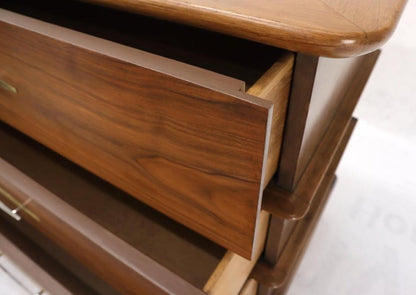 Sculptural Walnut Mid-Century Modern Long Dresser Credenza