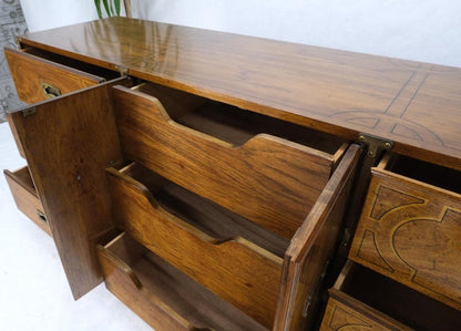 Campaign Style 9 Drawers Two Doors Compartment Paint Decorated Dresser Credenza