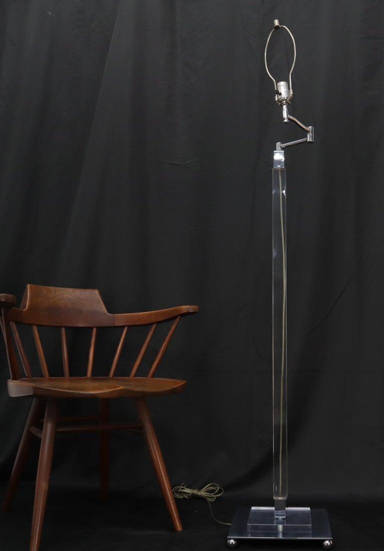 Mid-Century Modern Lucite Base Adjustable Floor Lamp