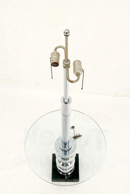 Pancaked Chrome Spheres Base Glass Top End Table Floor Lamp Mid-Century Modern