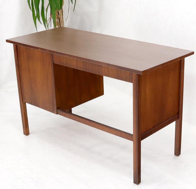 Danish Mid Century Modern Petit Single Pedestal Desk Two Drawers