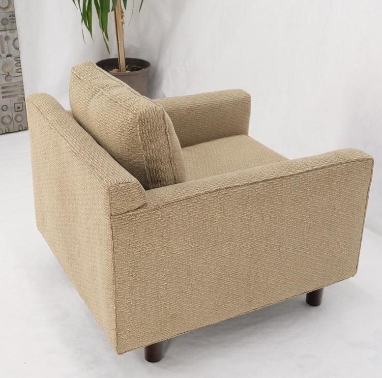 Deep Oatmeal Fabric Upholstery Contemporary Lounge Chair on Dowel Legs