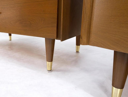 Pair John Stuart Refinished 3 Drawer Bachelor Chests Dressers W/ Long Brass Pull
