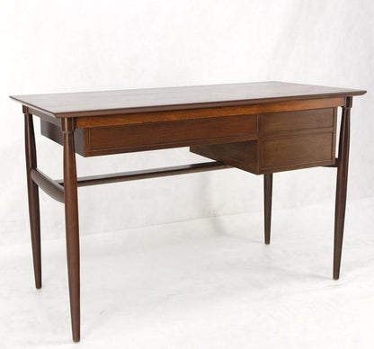 Exposed Dowel Shape Legs Floating Top 3 Drawers Walnut Desk Table Console Mint