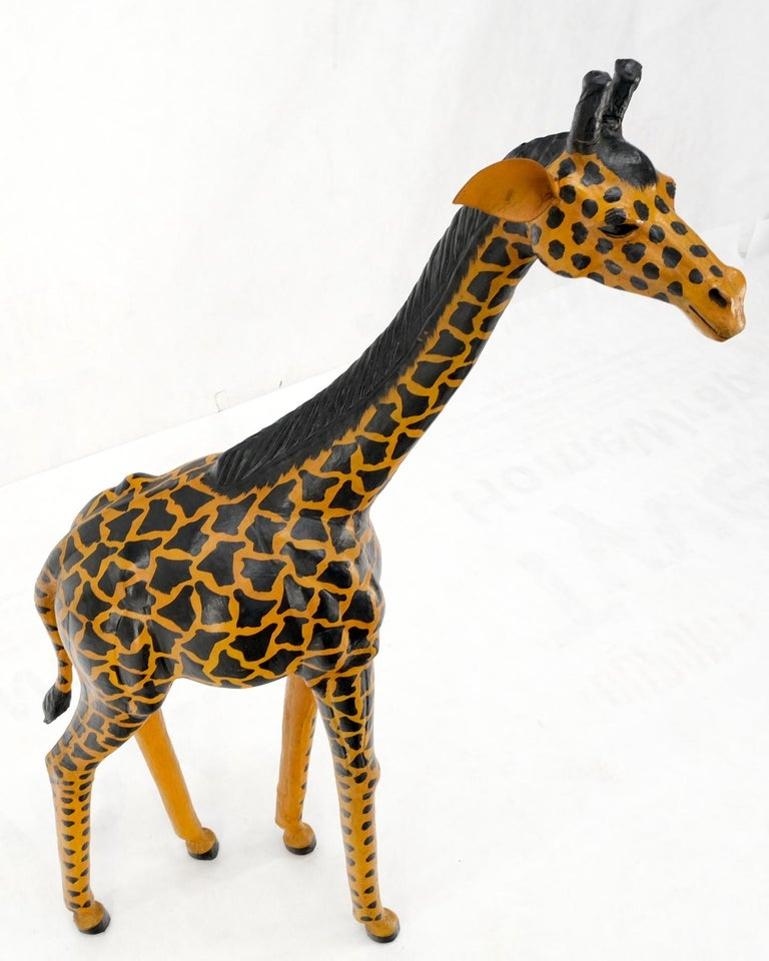 Large Tooled Leather Sculpture of a Giraffe