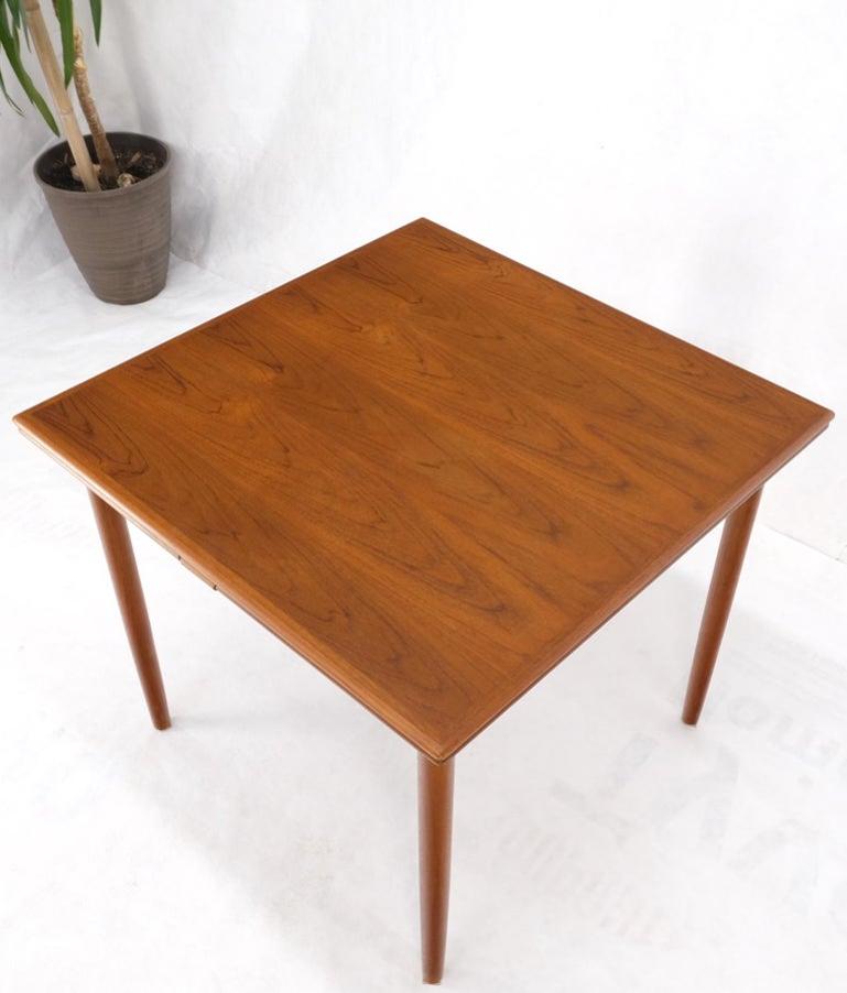 Danish Mid-Century Modern Square Teak Refectory Extension Boards Dining Table