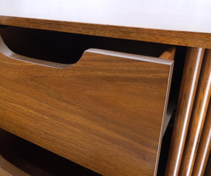 Walnut Tambour Doors Brass Hardware Serpentine Front 8 Drawers Dresser MINT!