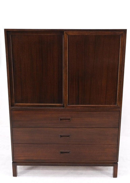 Harvey Probber Espresso Mahogany Sliding Doors 10 Drawers Gentlemen's Chest Mint