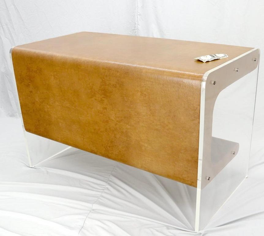 Lucite Base Faux Snake Skin Sculptural Shape One-Drawer Writing Table Desk