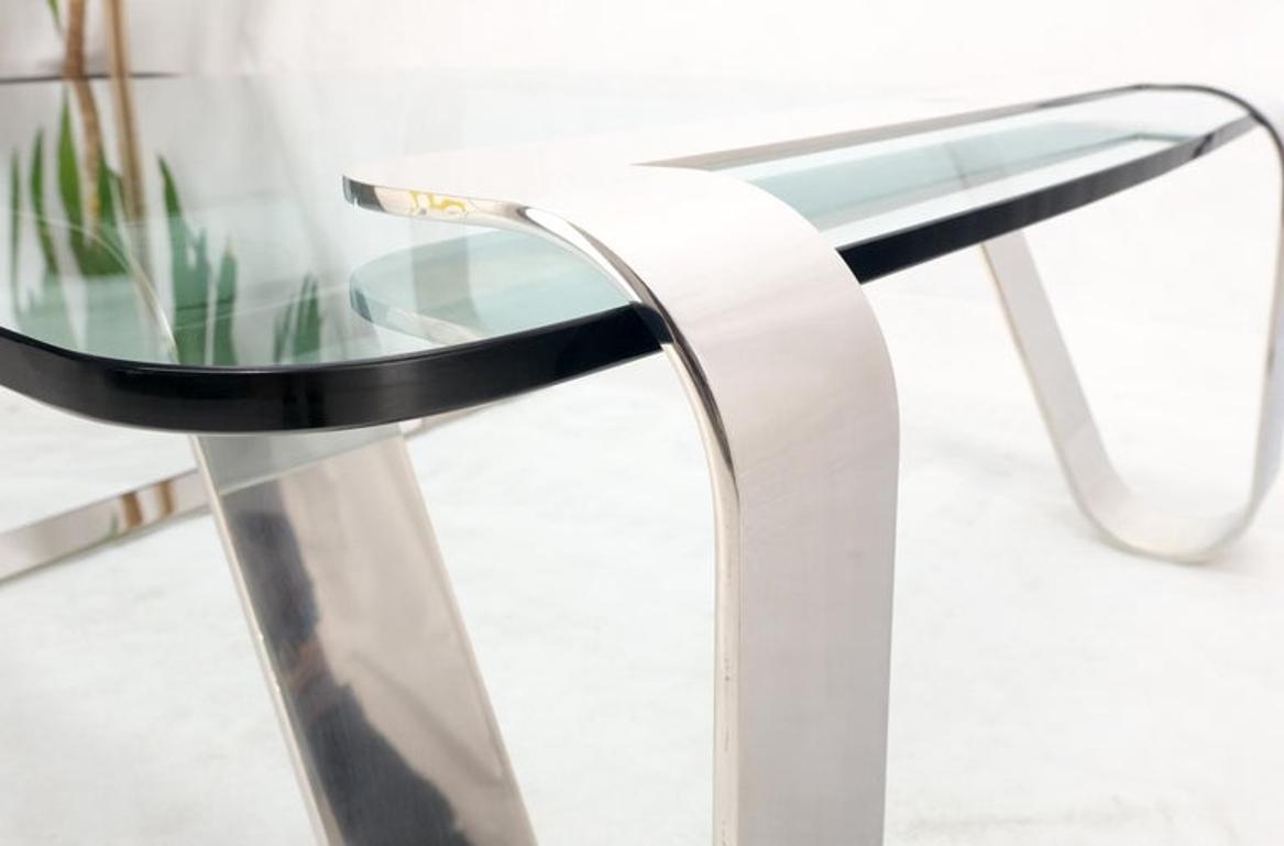 Bent Polished Stainless Glass Top Gary Gutterman "Odyssey" Coffee Table