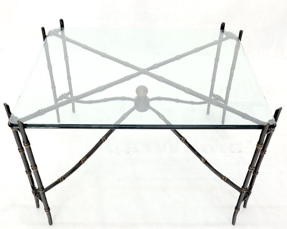 Bronze Faux Bamboo Glass Top Rectangular Coffee Table