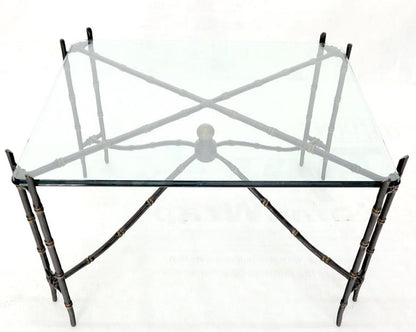 Bronze Faux Bamboo Glass Top Rectangular Coffee Table