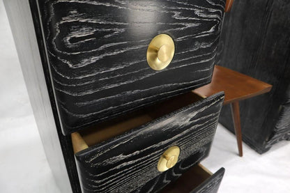 Pair of Three-Drawer Ceruised Oak Nightstands End Tables