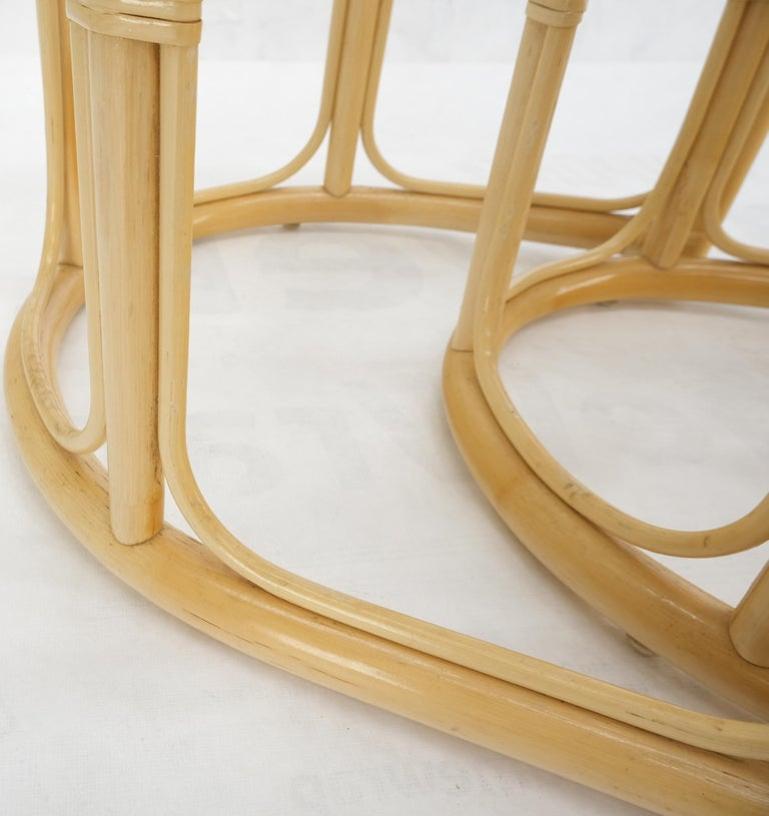 Bent Reed Bamboo Rattan Set of Three Stacking End Side Occasional Tables Stands