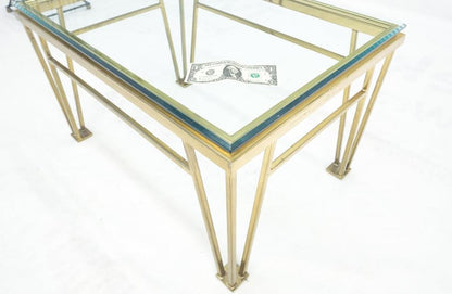 EstablishedLines Geometric Frame Style Legs  Rectangular Brass Plated Side Table w/ Glass Top
