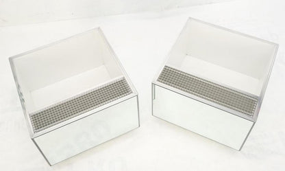 Pair of Very Fine Mirrored Box Planters Lights Stainless Steel Cases