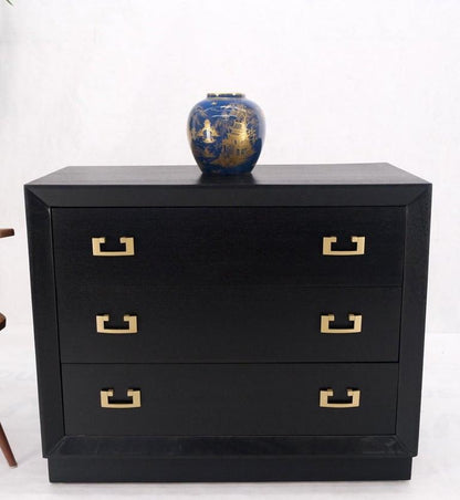 Gold Drop Pulls Ebonized Mahogany 3 Drawers Bachelors Chest Dresser Cabinet MINT