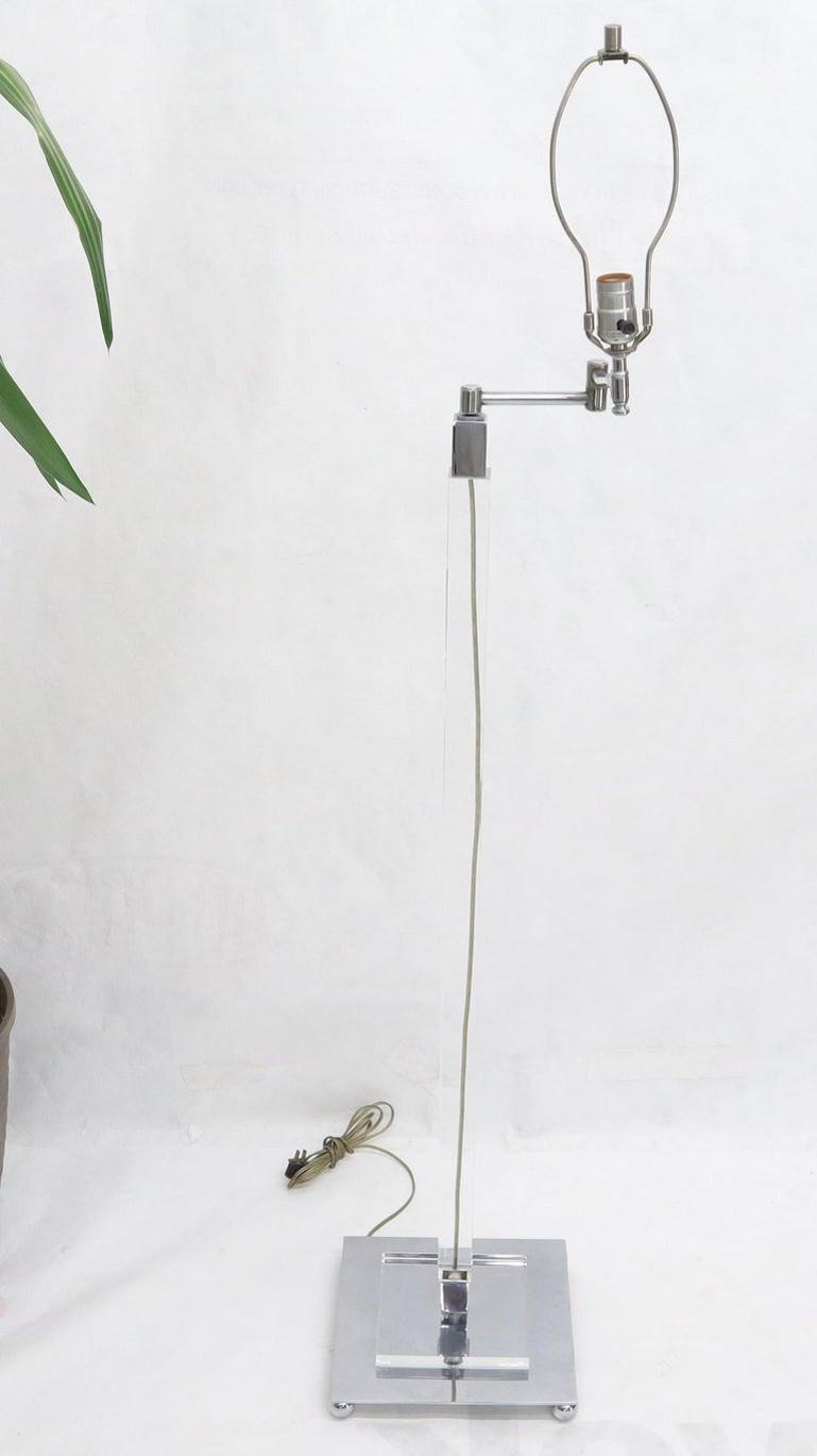 Mid-Century Modern Lucite Base Adjustable Floor Lamp