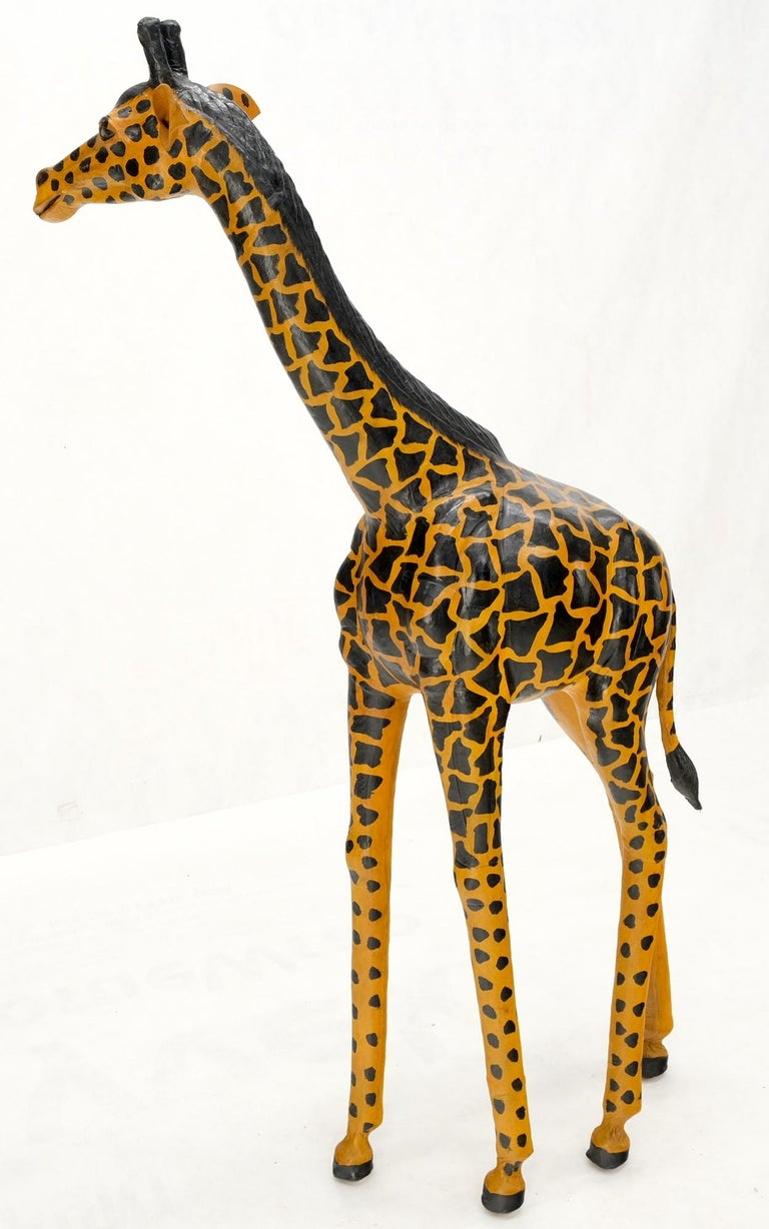 Large Tooled Leather Sculpture of a Giraffe