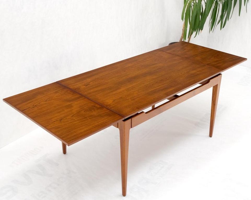 Danish Mid-Century Modern Teak Refectory Dining Table Two Leafs Mint!