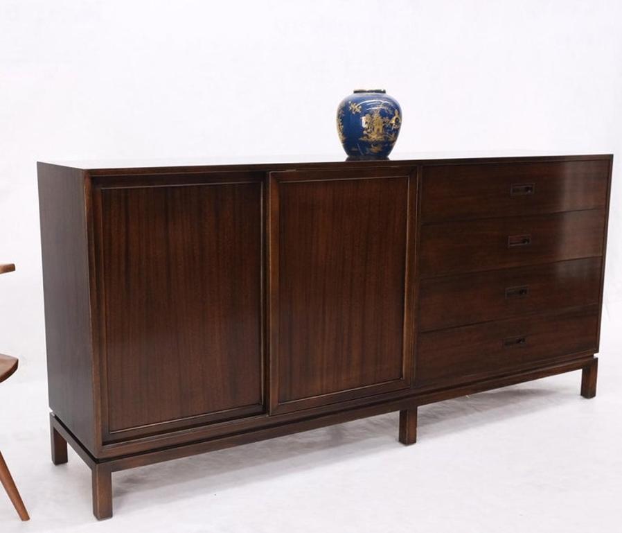 Espresso Harvey Probber Sliding Doors Compartment 12 Drawers Credenza Dresser