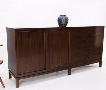 Espresso Harvey Probber Sliding Doors Compartment 12 Drawers Credenza Dresser