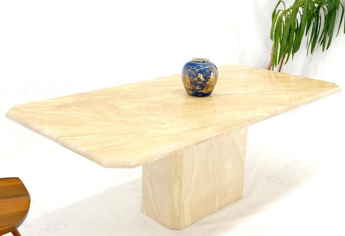 Travertine Single Pedestal Base Mid-Century Modern Dining Conference Table MINT!