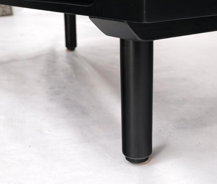 Black Lacquer 3 Louver Drawers Dresser on a "Base" 2 Pieces Cabinet Credenza