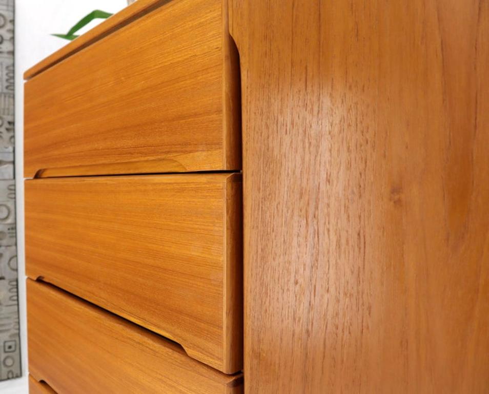 Danish Teak Mid-Century Modern Side by Side Chest of 5 Drawers Door Compartment